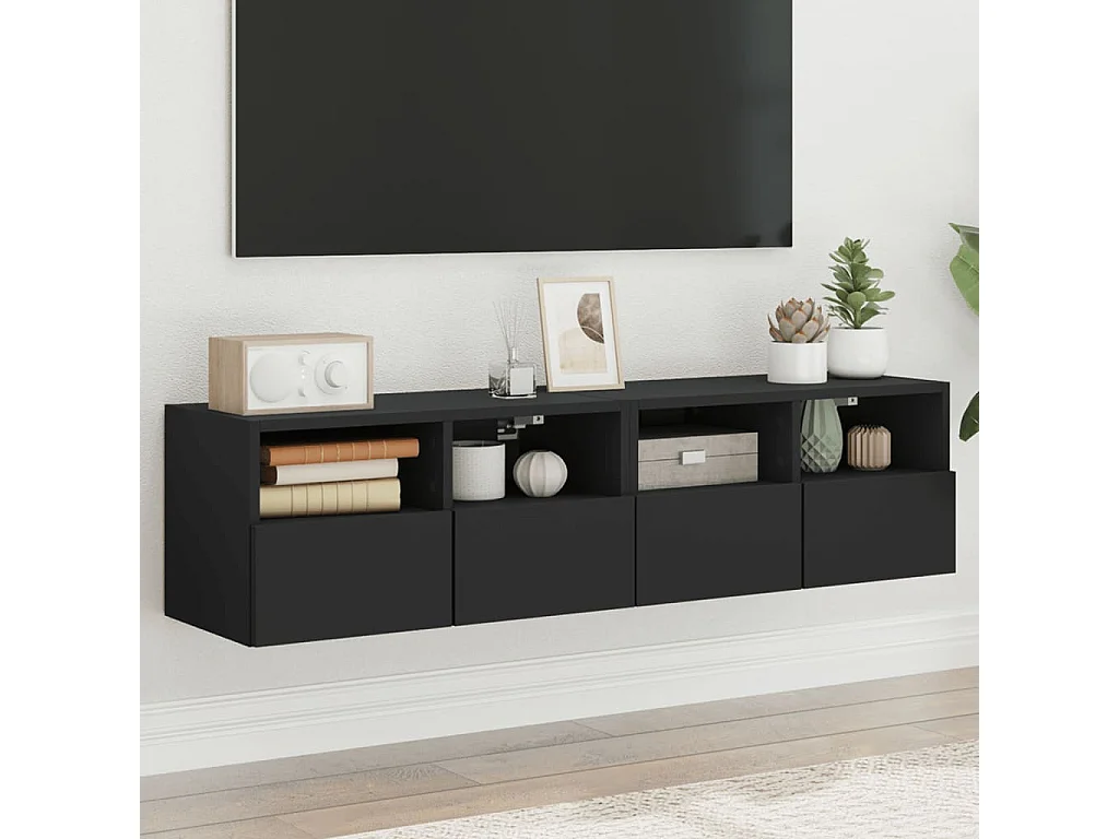 Meubles TV muraux 2 pcs noir 60x30x30 cm bois d'ingénierie WET6729