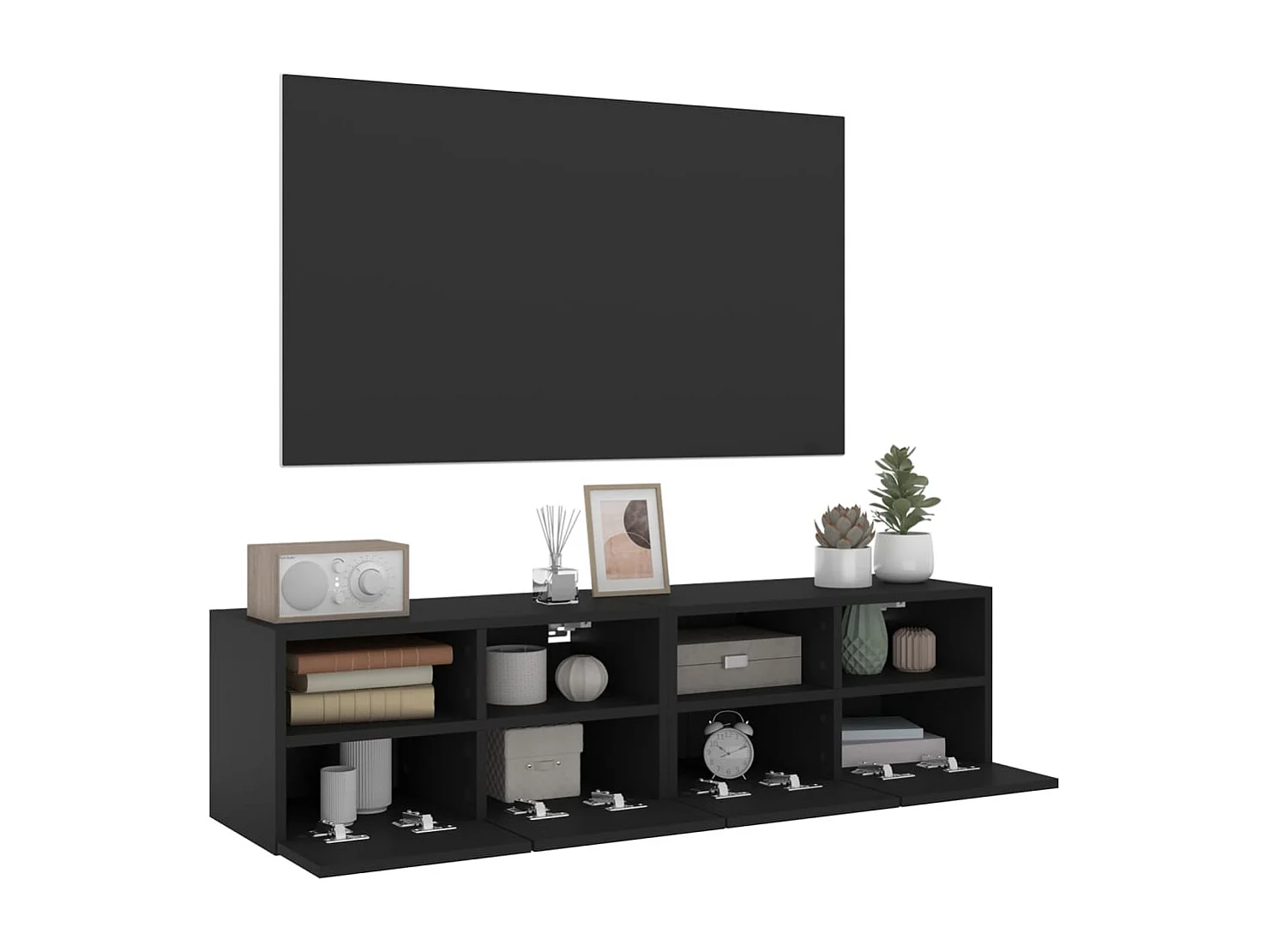 Meubles TV muraux 2 pcs noir 60x30x30 cm bois d'ingénierie WET6729