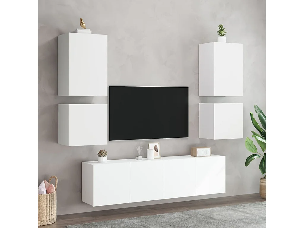 Meubles TV muraux 2 pcs blanc 40,5x30x40 cm bois d'ingénierie WET1561