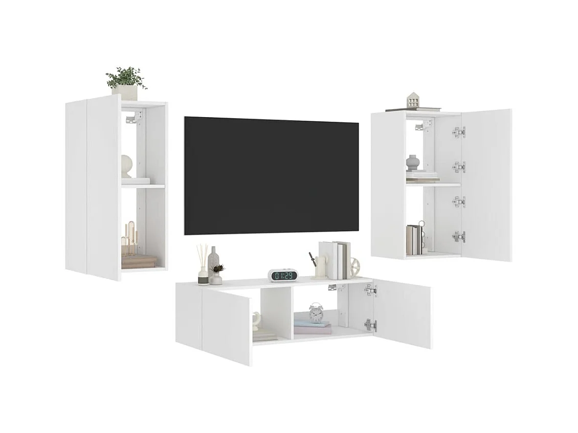 3-delige tv-wandmeubelset met LED-verlichting wit NL196512