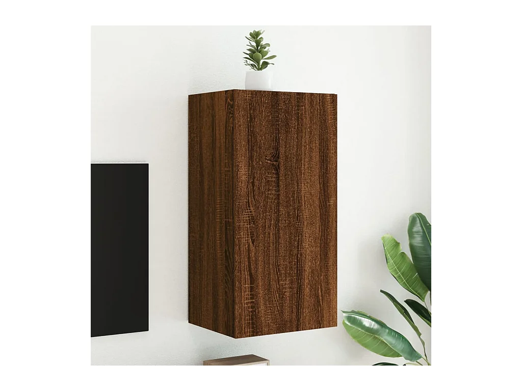 Meuble TV mural avec lumières LED chêne marron 40,5x35x80 cm WET7034