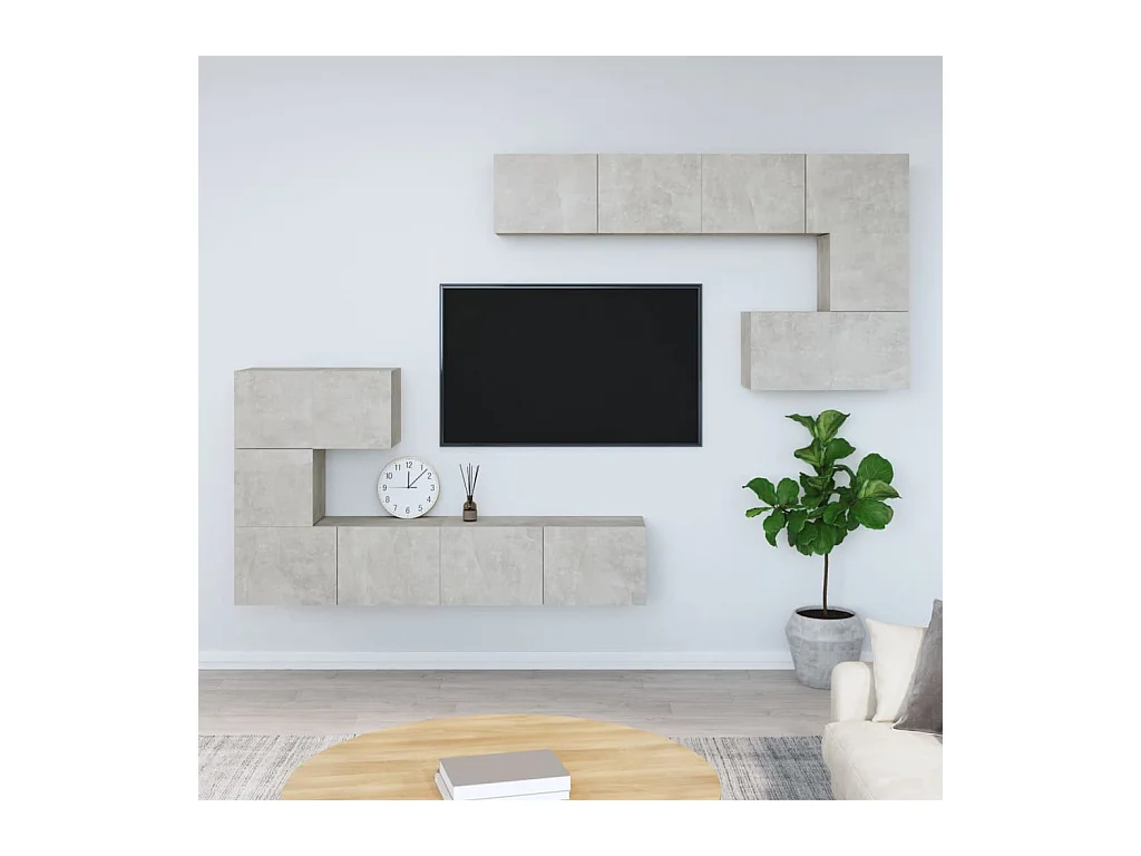 Meuble TV mural Gris béton Bois d'ingénierie WET9822