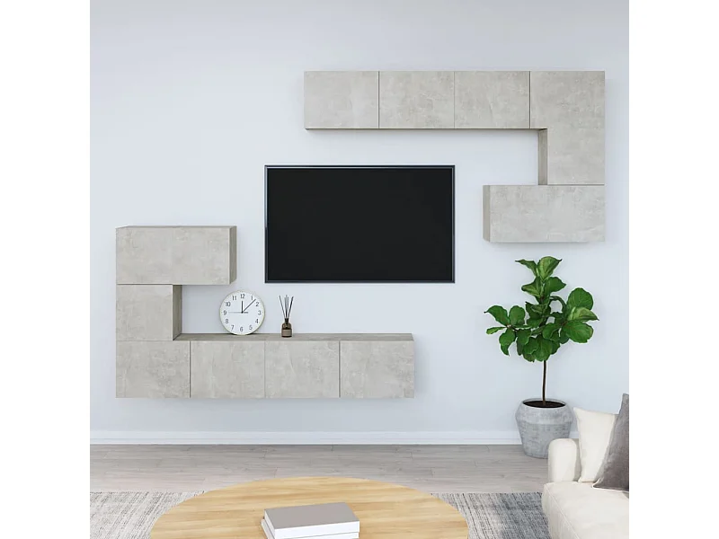 Mueble TV de pared madera contrachapada gris hormigón ES87154