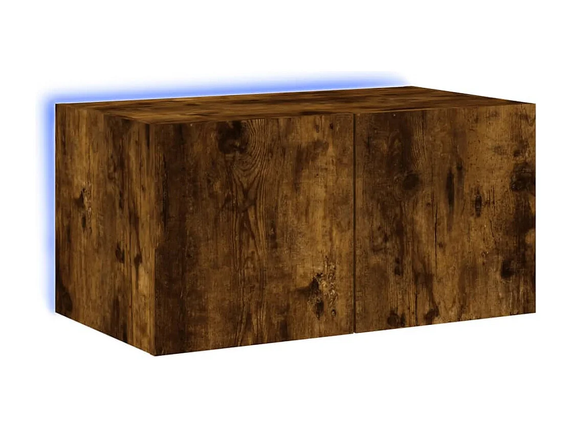 Mueble TV de pared con luces LED roble ahumado 60x35x31 cm ES97652