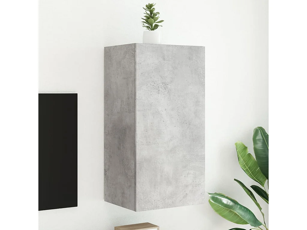 Meuble TV mural avec lumières LED gris béton 40,5x35x80 cm WET7003
