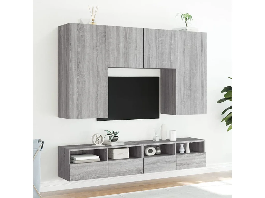 Meuble TV mural sonoma gris 100x30x30 cm bois d'ingénierie WET3110