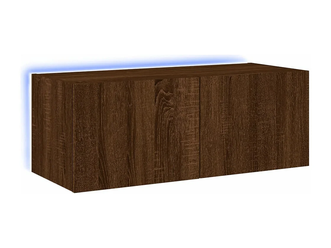 Mueble TV de pared con luces LED marrón roble 80x35x31 cm ES76819