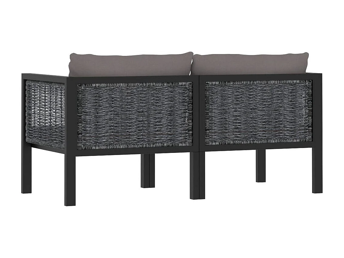 Canapé à 2 places avec coussins Anthracite Résine tressée REO16640