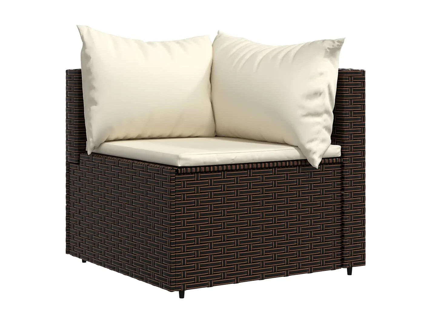 4-tlg. Garten-Sitzgruppe: Sofa + Tisch | Garten-Lounge-Set mit Kissen Braun Poly Rattan -GKD454467