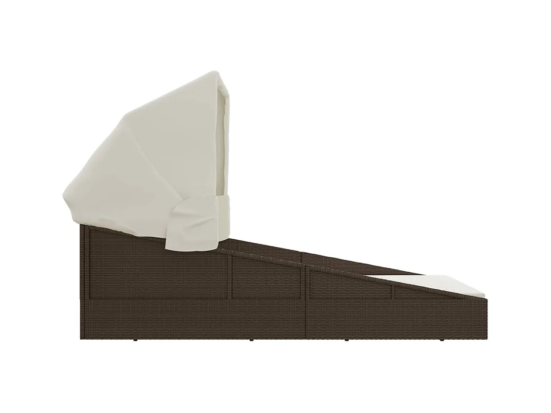 Canapé de jardin avec toit pliable marron 200x114x128 cm résine tressée REO36174