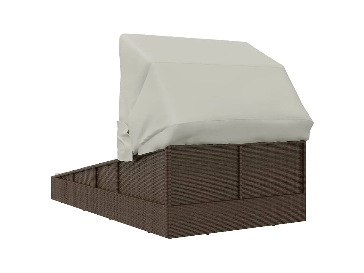 Canapé de jardin avec toit pliable marron 200x114x128 cm résine tressée REO36174