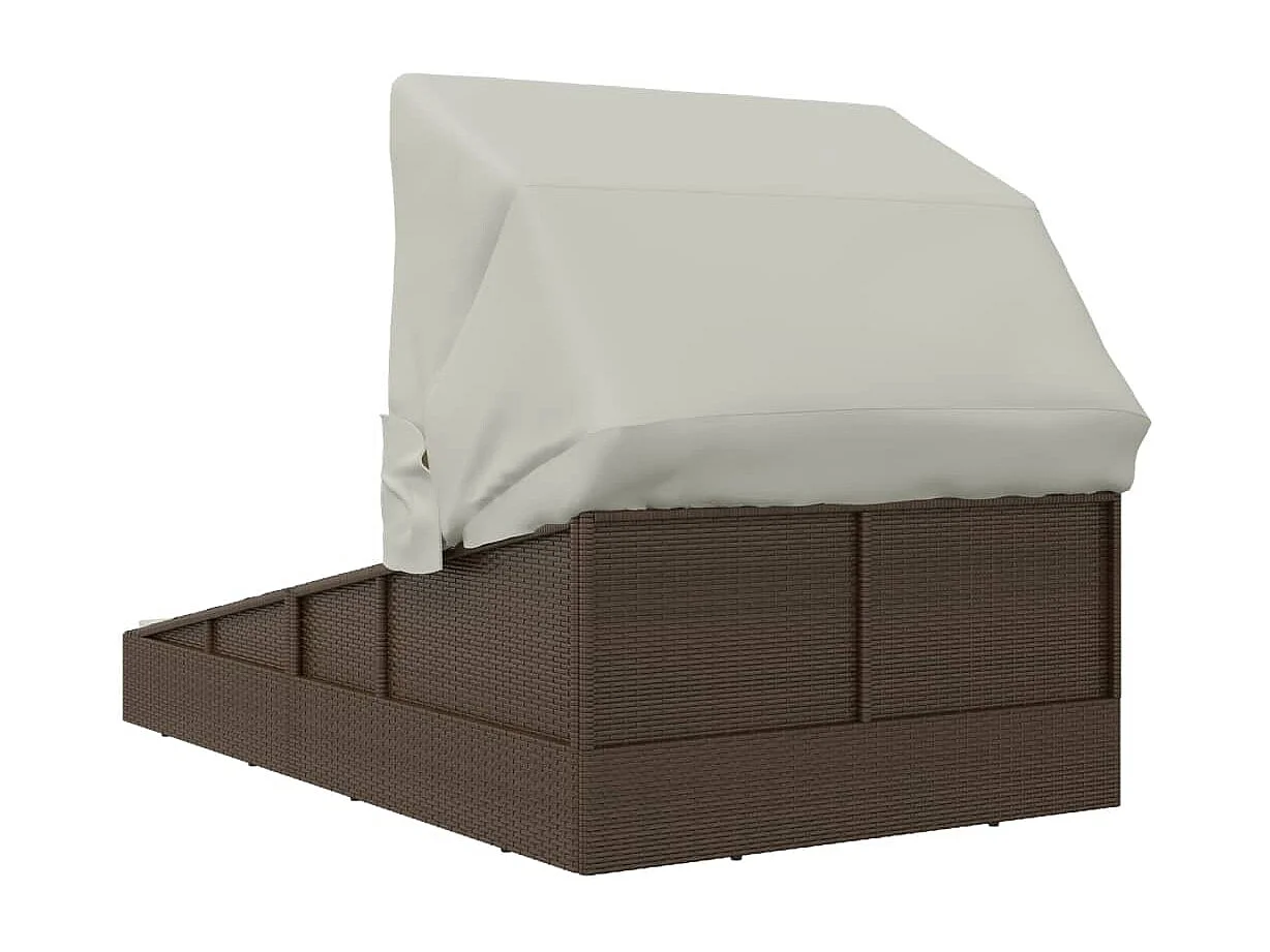 Canapé de jardin avec toit pliable marron 200x114x128 cm résine tressée REO36174