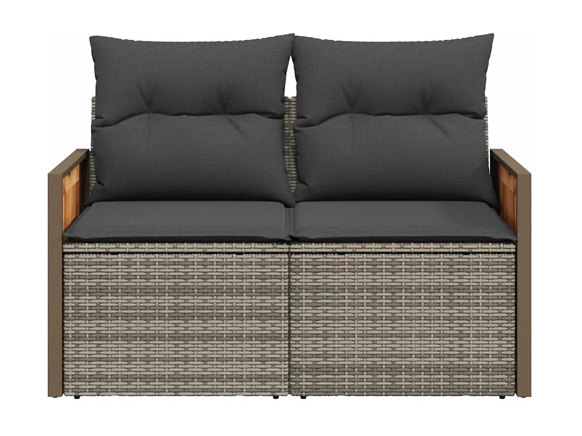 Tuinbank 2-zits met kussens poly rattan grijs NL430869