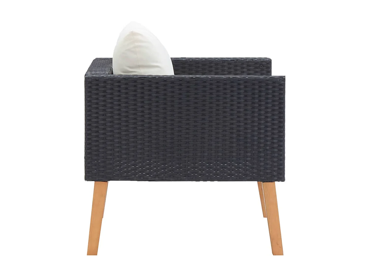 Canapé simple de jardin avec coussins Résine tressée Noir REO70181