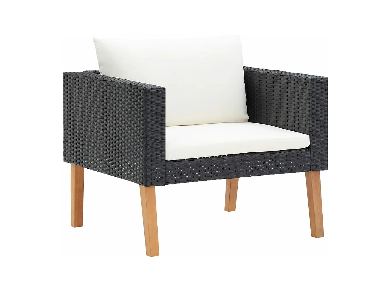 Canapé simple de jardin avec coussins Résine tressée Noir REO70181