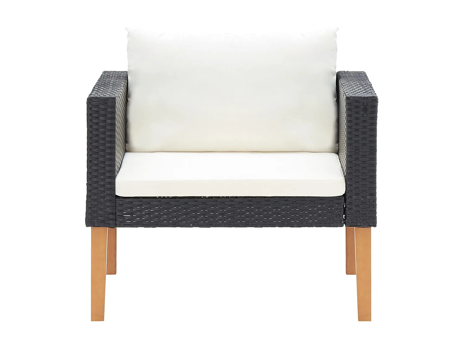 Canapé simple de jardin avec coussins Résine tressée Noir REO70181