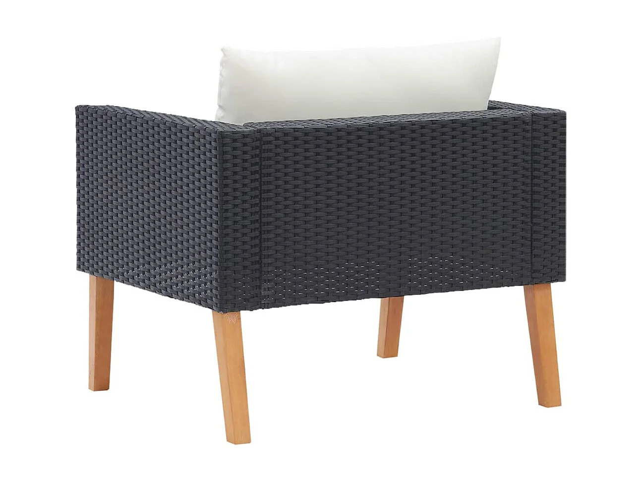 Canapé simple de jardin avec coussins Résine tressée Noir REO70181