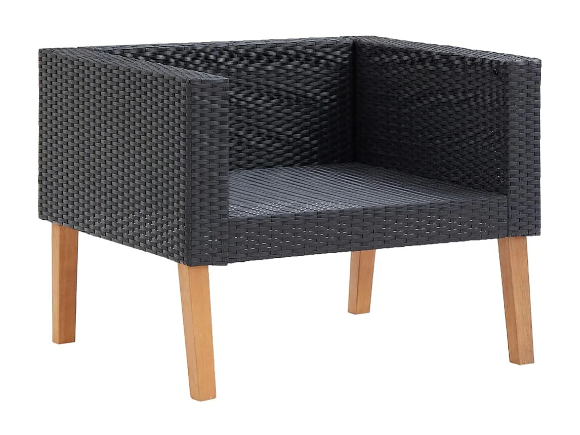 Canapé simple de jardin avec coussins Résine tressée Noir REO70181