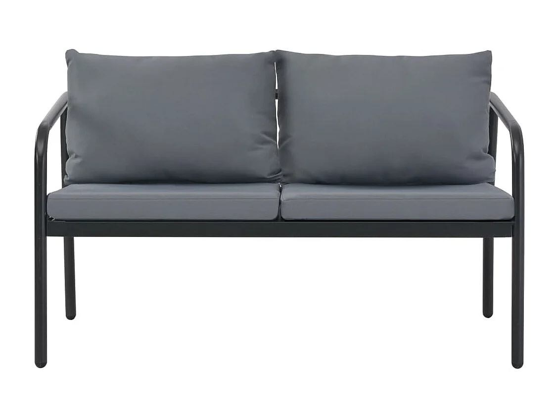Tuinbank tweezits met kussens aluminium grijs NL618803