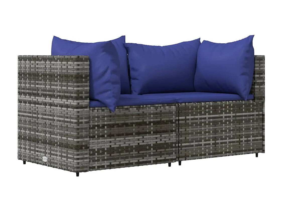 Canapés d'angle de jardin et coussins 2 pcs gris résine tressée REO87393