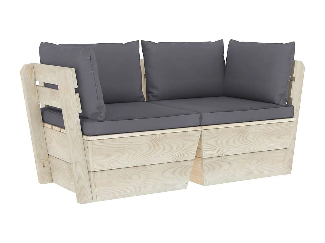 Tuinbank 2-zits met kussens pallet vurenhout NL515933