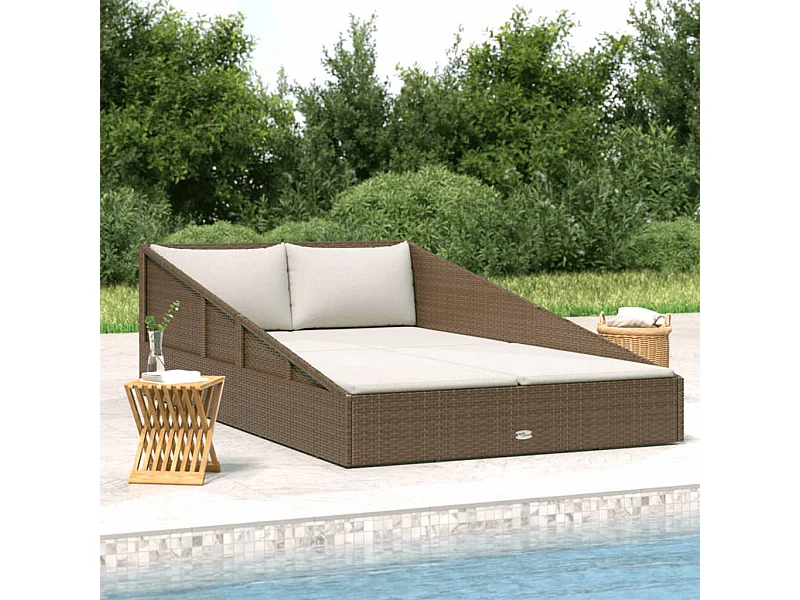 Tumbona cama de jardín ratán sintético marrón 110x200 cm ES352911