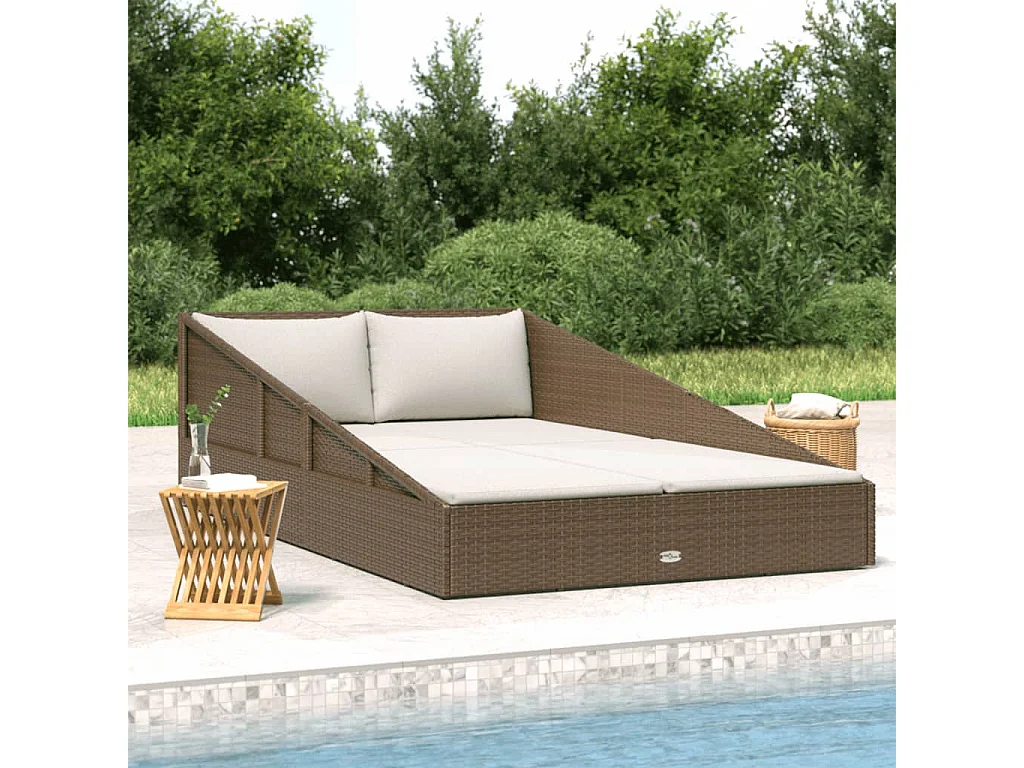 Canapé de jardin marron 110x200 cm résine tressée REO71260