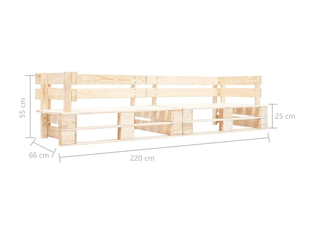 Canapé de jardin palette 2 places bois naturel REO34486