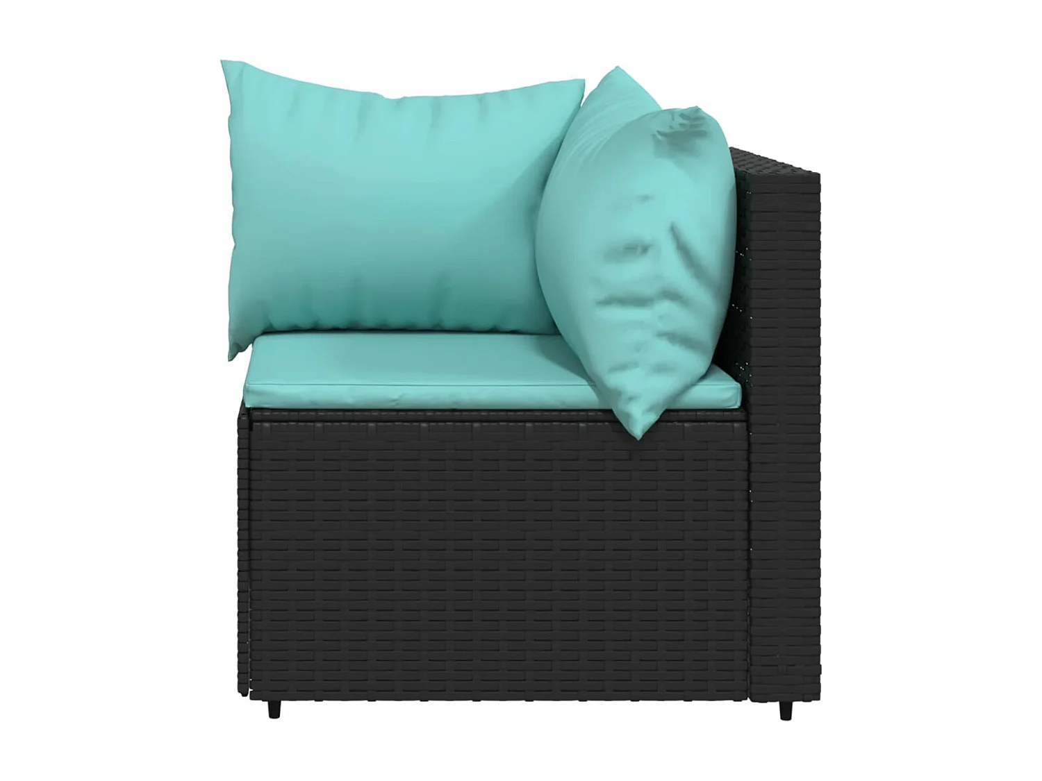 3-tlg. Garten-Sitzgruppe: Sofa + Tisch | Garten-Lounge-Set mit Kissen Schwarz Poly Rattan -GKD879771