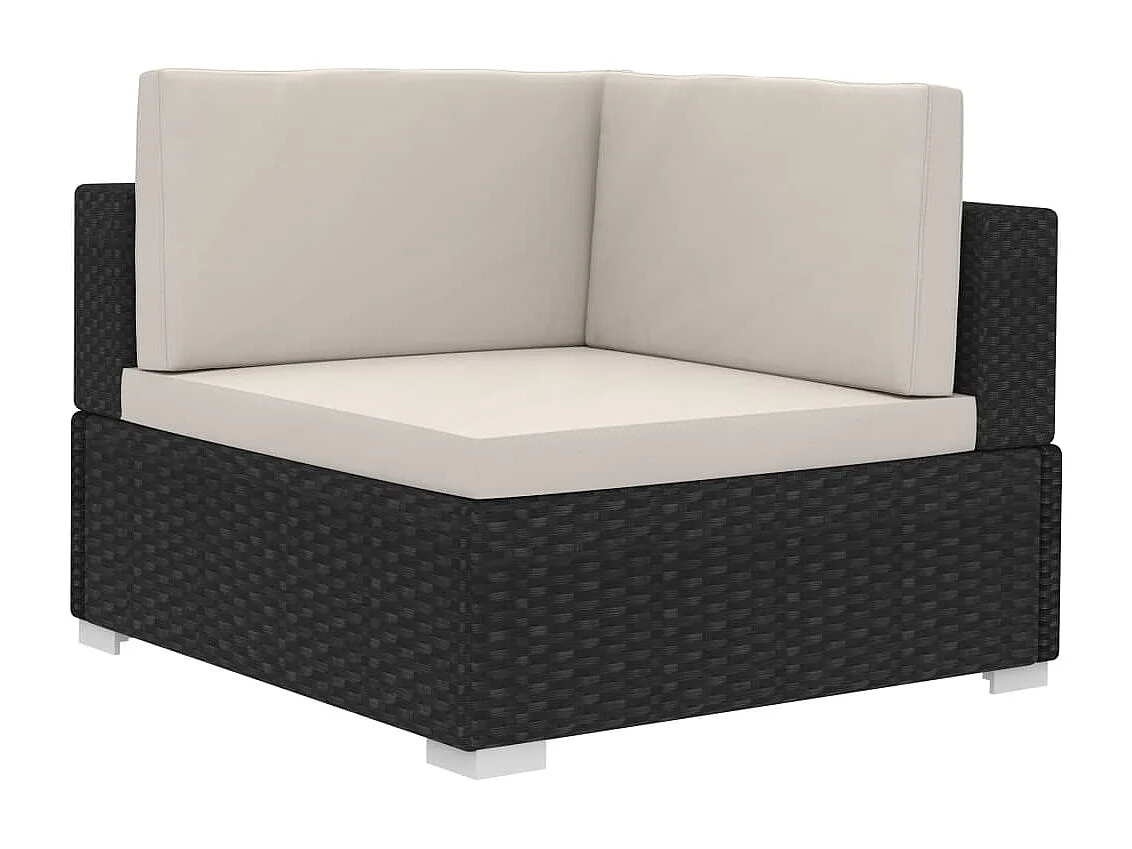 3-tlg. Garten-Sofagarnitur,Gartenmöbel-Set mit Auflagen Poly Rattan Schwarz -gkd233767