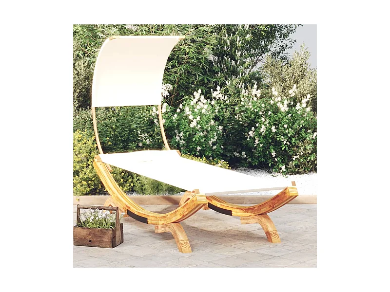 Canapé de jardin avec auvent 100x200x126 cm Bois courbé massif Crème REO12769