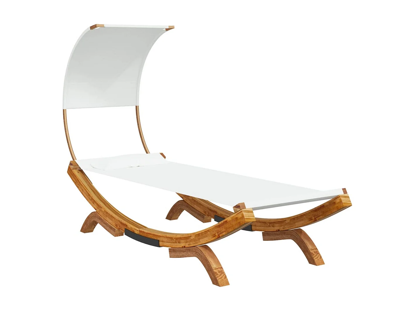 Tumbona con dosel madera maciza curvada crema 100x200x126 cm KOW59302