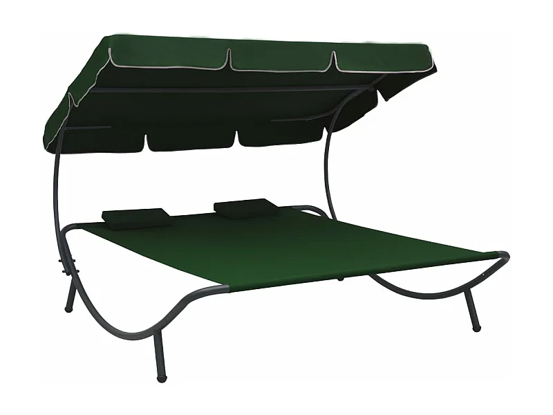 Canapé de jardin avec auvent et oreillers Vert REO99144