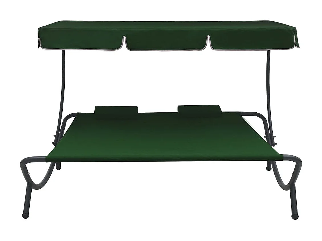 Canapé de jardin avec auvent et oreillers Vert REO99144