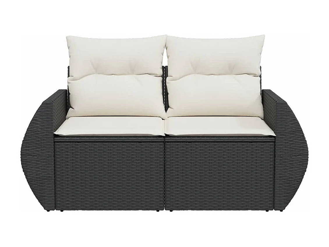 Tuinbank 2-zits met kussens poly rattan zwart NL278979