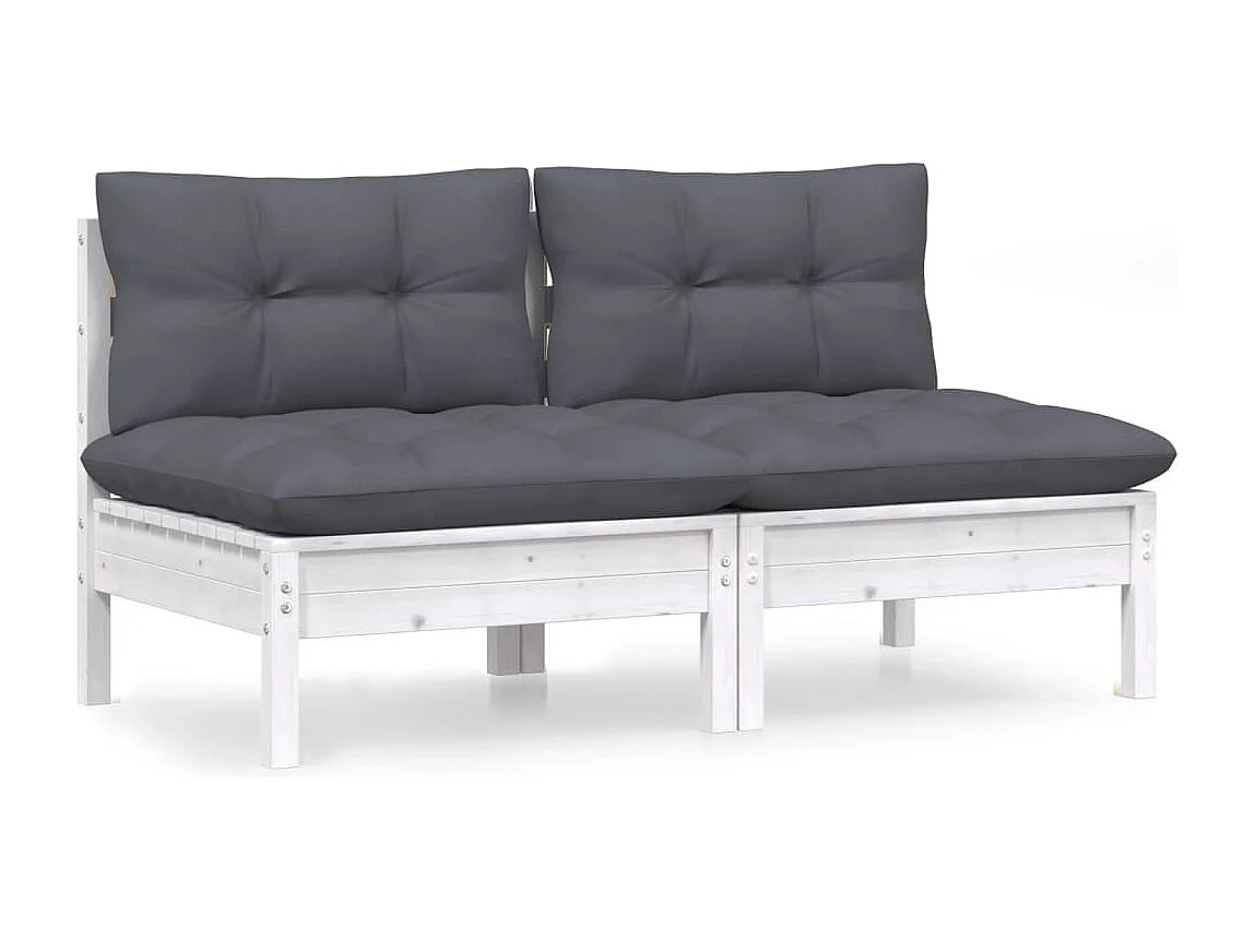 Canapé 2 places de jardin avec coussins anthracite Bois de pin REO54684