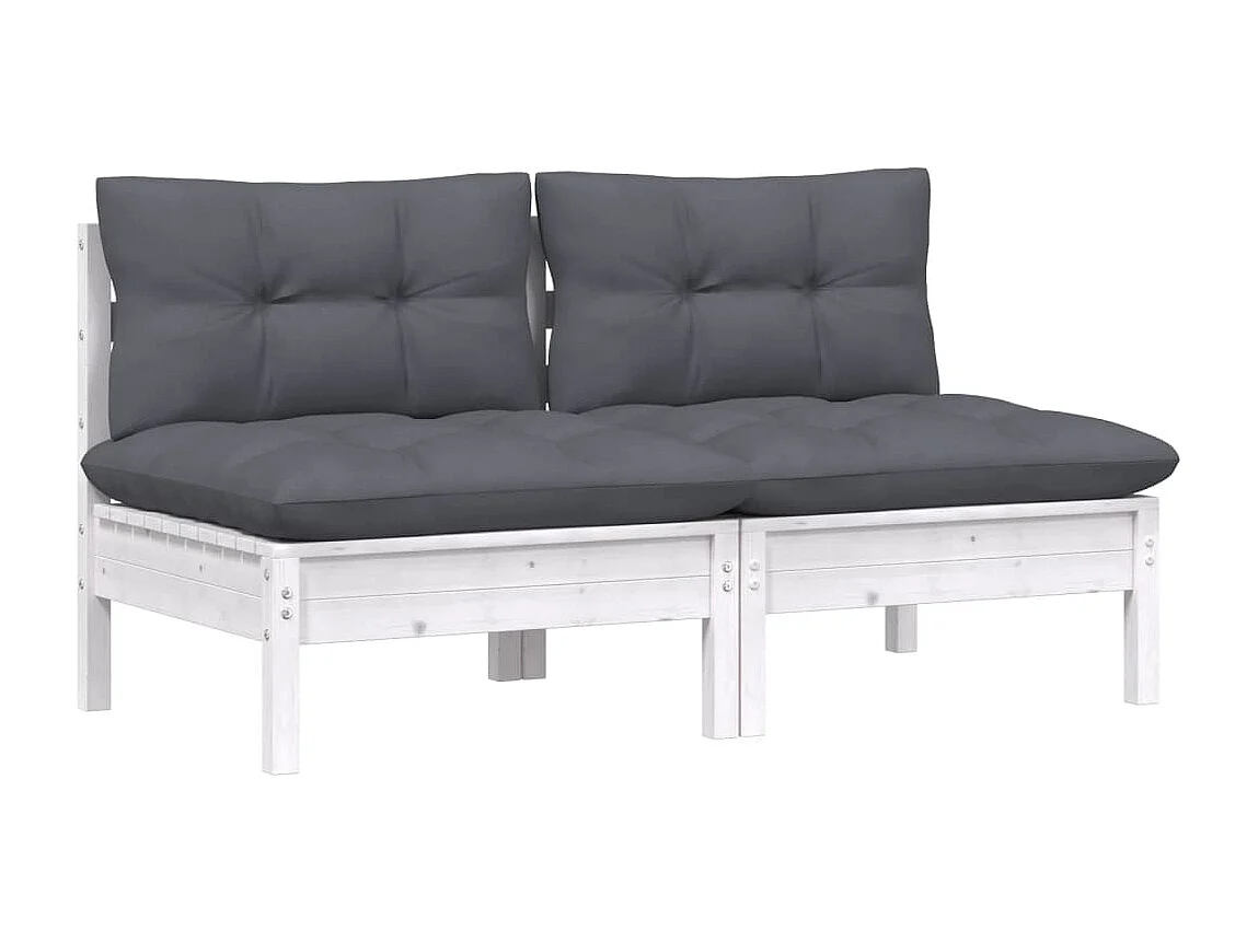 Canapé 2 places de jardin avec coussins anthracite Bois de pin REO54684