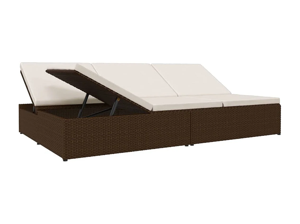 Canapé de jardin convertible avec coussins Résine tressée Marron REO80837