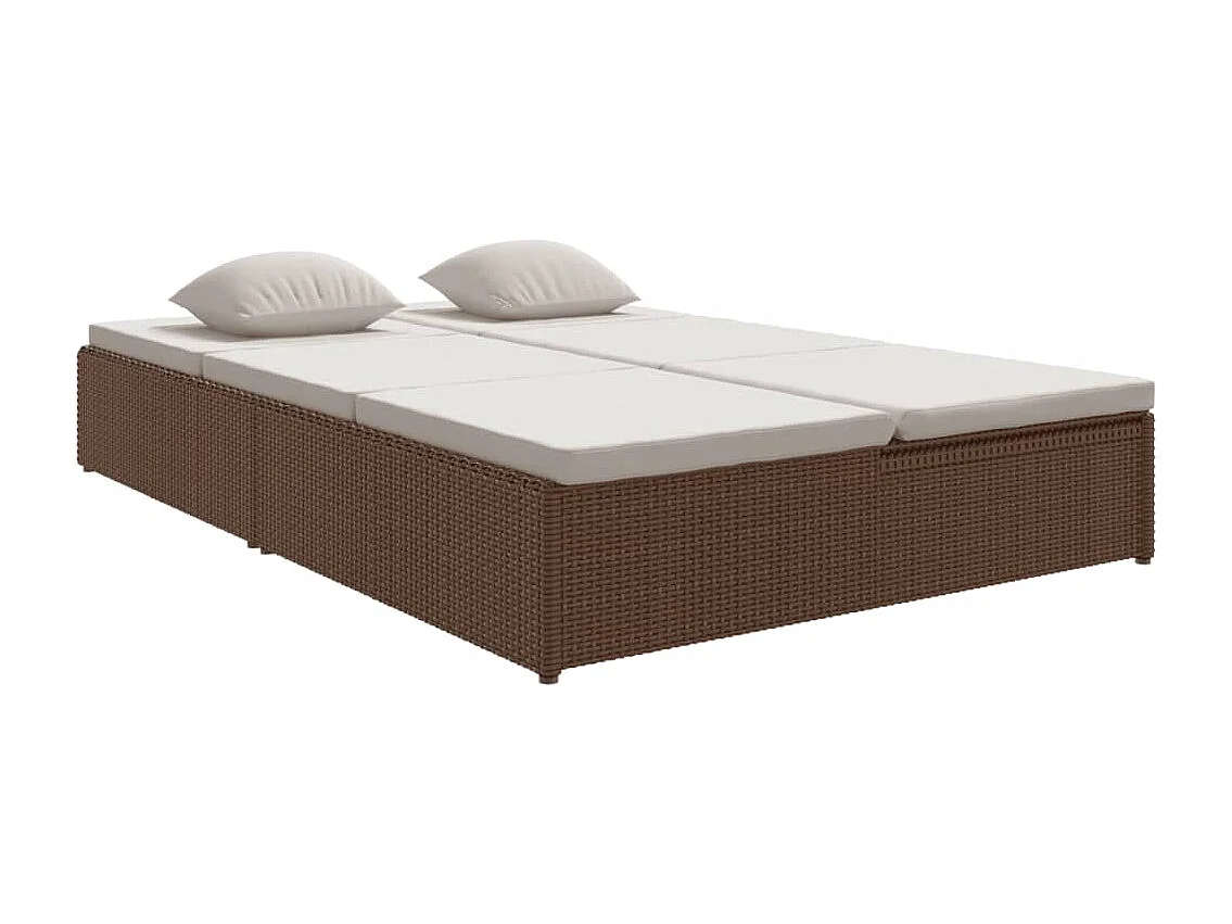 Canapé de jardin convertible avec coussins Résine tressée Marron REO80837