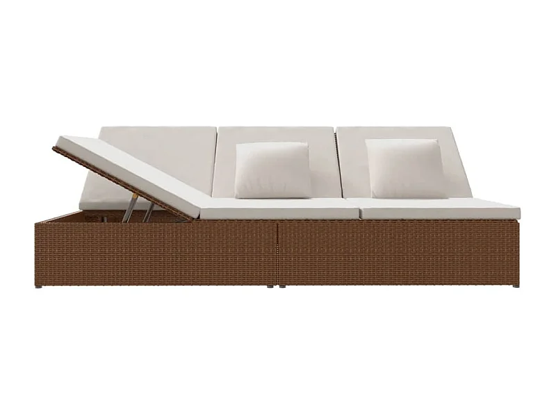 Canapé de jardin convertible avec coussins Résine tressée Marron REO80837