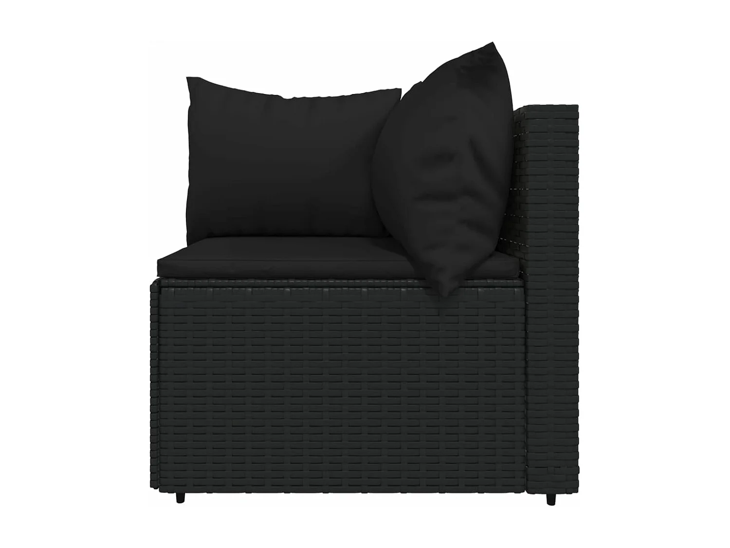 4 pcs conjunto lounge de jardim c/ almofadões vime PE preto PT291686