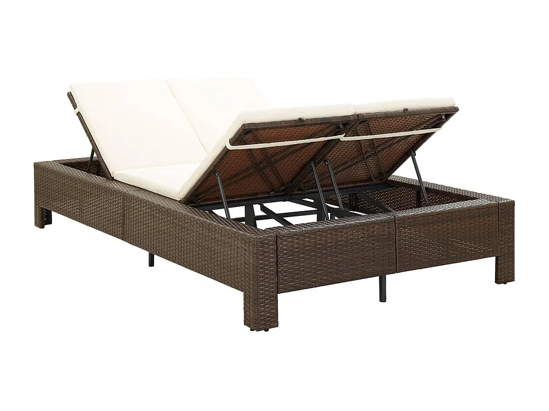 Canapé de jardin à 2 places avec coussin Marron Résine tressée REO94527