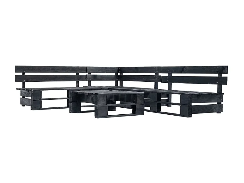 Canapés de jardin palette 4 pcs noir bois REO27235