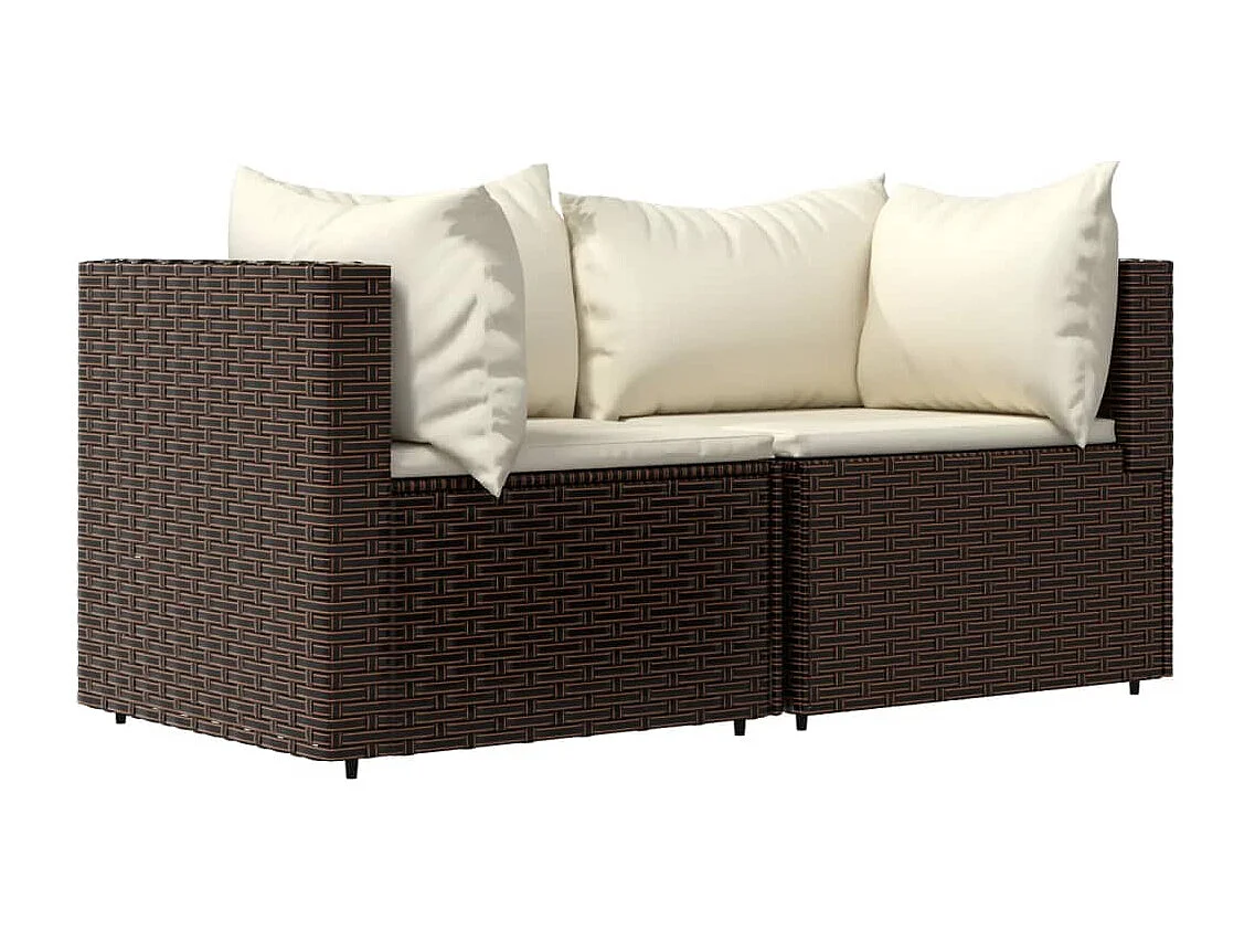 3-delige Loungeset met kussens poly rattan bruin NL593921
