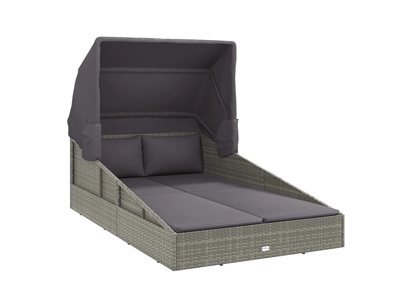 Canapé de jardin avec toit pliable gris 200x114x128 cm résine tressée REO49526