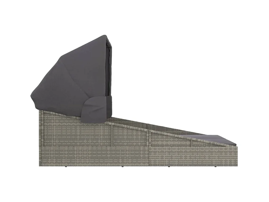 Canapé de jardin avec toit pliable gris 200x114x128 cm résine tressée REO49526