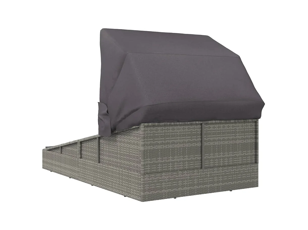 Canapé de jardin avec toit pliable gris 200x114x128 cm résine tressée REO49526