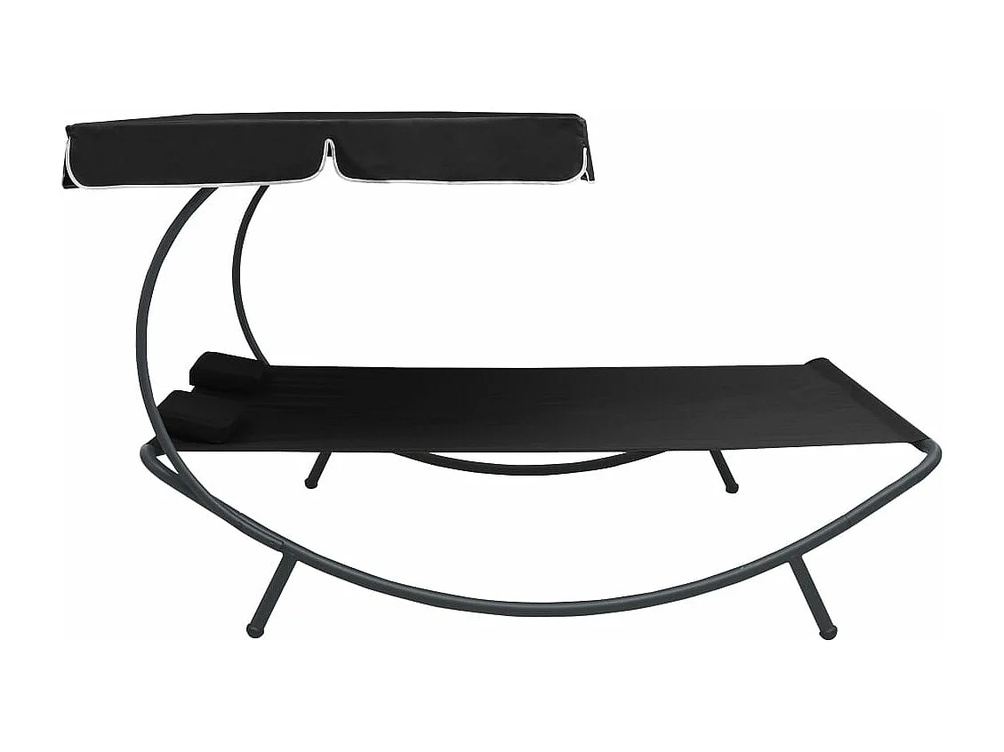 Canapé de jardin avec auvent et oreillers Noir REO56513