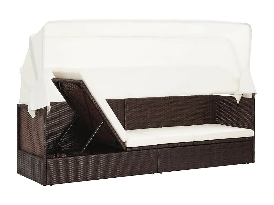 Canapé de jardin avec auvent Résine tressée Marron REO98228