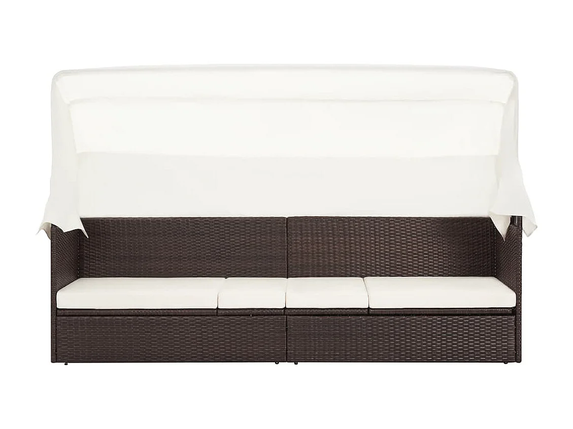 Canapé de jardin avec auvent Résine tressée Marron REO98228